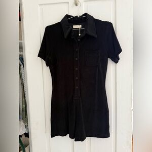 SUZIE KONDI Rami Fitted Terry Beach Romper-L Black